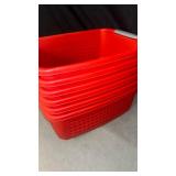New, Large Red Storage Basket Set - 6 Pack