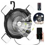 AGPTEK Portable Outdoor Fan - 8000mAh Rechargeable Battery with LED Light Lantern & Hook, Ideal for Picnics, BBQ, Fishing, Travel & Camping