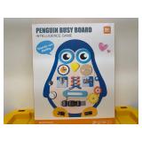 Toddler Busy Board, Large Montessori Busy Board for Toddlers, Sensory Board, Baby Busy Board for Toddlers, Wooden Activity Boards (Penguin)
