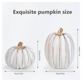 2Pcs Halloween Pumpkin Artificial Resin Pumpkins Decor for Mantel Harvest Autumn Tabletop Decoration Gold Fall Pumpkin Decorations Thanksgiving Table Centerpieces (Set C, ONE Size)