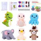 BOLDNOVA Beginners Crochet Kit Crochet Animal Kit for Beginners Kids, Adults, Craft Knitting Crocheting Kits with Step-by-Step Video Tutorials (Grey)