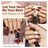 modelones Nail Polish Set, 6 Colors Nude Brown Pink Skin Tones Milky White Mini Nail Polish Fall Winter Neutral Brown Quick Dry Fingernail Polish Manicure DIY Salon Home Gifts for Women Girl