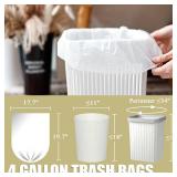 Small Trash Bags 4 Gallon - 100 Count 4 Gallon Trash Bag, Small Garbage Bags for Office Bedroom Bathroom Trash Bags, White 4 Gal Small Trash Can Liners