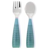 NumNum Toddler Utensils Set, 4th Stage Kids Silverware for 2+ Years, Pre-Spoon, Fork, GOOtensils with Stainless Steel Heads, BPA-Free Silicone Toddler Feeding Essentials, 2-Pack Green