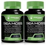 Irish Sea Moss Capsules, 17-in-1, Seamoss Black Seed Oil, 240 Count, Ashwagandha Burdock Root Organic Bladderwrack Capsules | Organic Sea Moss Advanced, Immune and Blood Pressure Support - 2 Pack