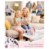 Mini Karaoke Machine for Kids,Portable Bluetooth Speaker with 2 Microphones,Rechargeable Battery,FM Radio,USB Playback,LED Lights for Boys & Girls Children