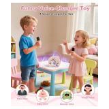 Mini Karaoke Machine for Kids,Portable Bluetooth Speaker with 2 Microphones,Rechargeable Battery,FM Radio,USB Playback,LED Lights for Boys & Girls Children