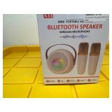 Mini Karaoke Machine for Kids,Portable Bluetooth Speaker with 2 Microphones,Rechargeable Battery,FM Radio,USB Playback,LED Lights for Boys & Girls Children