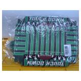 100 Pcs Football Party Supplies Kit for 50: 50 Football Paper Food Trays Serving Boats & 50 16oz Football Plastic Cups With Lids - for Tailgate Events, Disposable & Sport Theme Birthdays