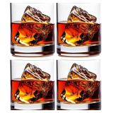 Whiskey Glasses, Set of 4, Made in Europe, 100% Lead-Free Crystal, Smooth Rim, Gift-Boxed, Dishwasher-Safe (Classic Double Old Fashioned)
