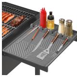 Silicone Grill Mat with Drip Pad, Premium Blackstone Griddle Accessories for Outdoor Grill Kitchen Counter, Heat-Resistant BBQ Accessories for Side Shelf (Gray)