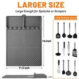 Silicone Grill Mat with Drip Pad, Premium Blackstone Griddle Accessories for Outdoor Grill Kitchen Counter, Heat-Resistant BBQ Accessories for Side Shelf (Gray)