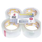 Clear Packing Tape 4 Rolls - Heavy Duty Packaging Tape 2.7mil Thick, 2.0 in. Wide x 60 Yards - Strong Adhesive, Silent, Reliable Package Tape for Home Office Shipping Moving Sealing
