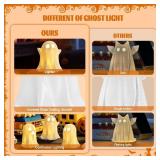 Ghost Halloween Decor - 3Pcs Ceramic Halloween Ghost Decorations Indoor, Light Up Glazed White Ghost Figurines Cute Ceramic Ghost Sculpture for Halloween Night Light Table Tray Decor