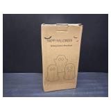 Ghost Halloween Decor - 3Pcs Ceramic Halloween Ghost Decorations Indoor, Light Up Glazed White Ghost Figurines Cute Ceramic Ghost Sculpture for Halloween Night Light Table Tray Decor