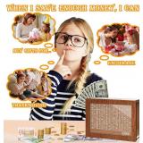 Wooden Piggy Bank for Adults, Cash Coin Savings Box with Counter for Savings Goal $1000, $2000, $5000, $10000. Best Gift for Friends (2000)