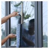 Professional Window Cleaning Kit 14IN, with Silicone Squeegee Blade, Microfiber Scrubber & Cloth, Windows Cleaning Tools, All-in-one Window Washing Supplies, Commercial & Household Use