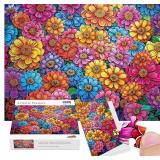 ALL4JIG Painting of Flowers Fun Jigsaw Puzzles for Adults and Kids, 1000 Pieces, Christmas Secret Santa Gift, White Elephant Gifts, Number Partitioned for Easy Solving
