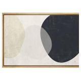 wall26 Framed Canvas Print Wall Art Blue, White and Tan Color Blot Collage Abstract Patterns Illustrations Modern Bohemian Colorful Pastel for Living Room, Bedroom, Office - 16x24 Natural