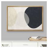 wall26 Framed Canvas Print Wall Art Blue, White and Tan Color Blot Collage Abstract Patterns Illustrations Modern Bohemian Colorful Pastel for Living Room, Bedroom, Office - 16x24 Natural