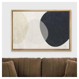 wall26 Framed Canvas Print Wall Art Blue, White and Tan Color Blot Collage Abstract Patterns Illustrations Modern Bohemian Colorful Pastel for Living Room, Bedroom, Office - 16x24 Natural