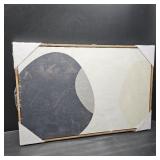 wall26 Framed Canvas Print Wall Art Blue, White and Tan Color Blot Collage Abstract Patterns Illustrations Modern Bohemian Colorful Pastel for Living Room, Bedroom, Office - 16x24 Natural