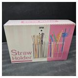 Straw Holder for Cabinet Door - Strong Magnetic Detachable Bottom, Easy to Clean, Dual Use (Countertop/Cabinet), Fits Various Sizes & Irregular Straws