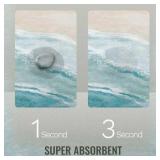 Coastal Beach Bathroom Mat Quick-Drying Non-Slip Rubber Bath Mats Super Absorbent Sand Wave Blue Teal Bath Mat Instant Dry Bathroom Rug in Front of The Kitchen Sink, Shower Room, Bathtub,16"x24"