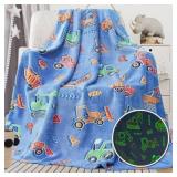Glow In The Dark Excavator Blanket Construction Tractor Trucks Throw