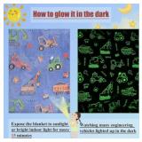 Glow In The Dark Excavator Blanket Construction Tractor Trucks Throw