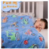 Glow In The Dark Excavator Blanket Construction Tractor Trucks Throw
