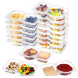 20 PCS Snack Containers with Lid,Reusable Snack Containers with Lids,Leakproof Dipping Containers with Compartments,Snackle Box Container,Double Compartment Condiment Containers,Snack Pack Containers