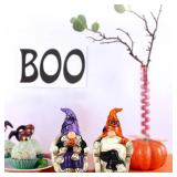 Halloween Gnomes Decorations 2 PCS Resin Skull Decor Skeleton Tabletop Figurines Indoor Holiday Collectible Statue for Women Men Kids