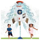 Water Rocket Sprinkler for Kids, Outdoor Sprinkler Rocket Launcher Toy for Backyard, Summer Water Toys for Kids Ages 3-12, Fun Water Powered Rocket Toy (White-5)