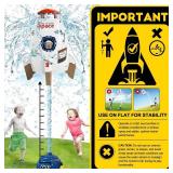 Water Rocket Sprinkler for Kids, Outdoor Sprinkler Rocket Launcher Toy for Backyard, Summer Water Toys for Kids Ages 3-12, Fun Water Powered Rocket Toy (White-5)