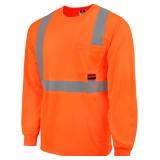 RADWEAR ST21-2 Type R Class 2 Long Sleeve Moisture Wicking Reflective Safety T-Shirt for Men and Women, Hi-Vis Orange, 4X