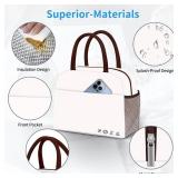 DALINDA Lunch Bag Lunch Box for Women Men Reusable Insulated Lunch Tote Bag, Handbags Case High Capacity for Travel Work Picnic,white