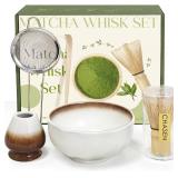 Cowcowcow Matcha Whisk Set, Complete Matcha Set with Matcha Whisk, Bowl, Sifter, Spoon, and Whisk Kit for Ceremonial Grade, Tea Gifts for Tea Lovers for Christmas, Birthday, Halloween