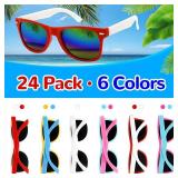 ZMCINER 24 Pack Kids Sunglasses Bulk, Neon Sunglasses for Kids Boys and Girls, Summer Party Supplies, Beach Pool Party Favors, Great Gift for Birthday Graduation Party Supplies