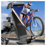 Bike Phone Holder, Motorcycle Phone Mount, Camera Friendly Quick Install Double LockedClip for Scooter, 360  Rotate Cell Phone Clamp for iPhone 16 15 Pro Max/14/13, Galaxy and More 4.7-7" Phone