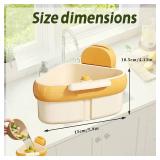 Suction Cup Sink Corner Rack, Suction Cup Sink Corner Rack Strainer, Triangle Storage Rack with Drain Hole, Corner Sink Trash Catcher for Food Waste (Orange)