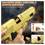 Gold Soft Bullet Toy Gun Shell Ejecting for Boys, Realistic Shooting Game Toy Pistol with 50 Foam Bullets, 40 Shells & 2 Clips, Ideal Christmas Birthday Gift for Boys Adults