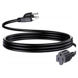 Indoor Outdoor Extension Cord 6 ft, 16 Gauge SJT Heavy-Duty Black Power Cord, Weather Resistant, 13A 1625W 125V, 3 Prong Grounded Electric Strip Cable