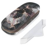 Knasfa Glasses Case Hard Shell, Cute Sunglasses Case for Women Leather Protective Case for Eyeglass with Cleaning Cloth CQ0153-D