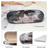 Knasfa Glasses Case Hard Shell, Cute Sunglasses Case for Women Leather Protective Case for Eyeglass with Cleaning Cloth CQ0153-D