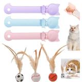 2025 New Interactive Cat Feather Ball Toy Set - Elastic Bouncy Cat Toys with Feather Tails, Multi-Function Dispenser Spoon, Wet Food(6PCS Set)