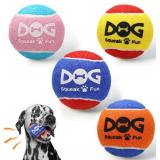 Squeaky Balls for Dogs, Squeaky Dog Toys Balls for Fetch, Funny Puppy Chew Toys, Built-in Squeaker, Idea for Doggie Birthday Gift, Medium - 4 Pack