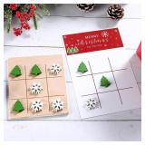 FestalMart Christmas Gifts - 6pcs Wooden Board Game with Cards for Tic Tac Toe, Classic Family Game, Stocking Stuffers & Goody Bag Fillers for Kids Boys and Girls