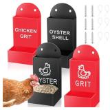 Leinuosen 4 Pack Chicken Oyster Shell and Grit Feeder Combo Hanging Chicken Feeder Trough Automatic Gravity Poultry Coop Accessories Water Dispenser for Chicks, Ducks, Quail(Style A,Pla,Red+Black)
