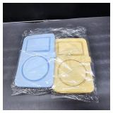 AIERSA Reusable Snack Containers with Lids, 2 Pack Silicone Double/2 Compartment Snack Box Container, Divided Grab and Go Snack Container for Take-out Condiments, Sauce